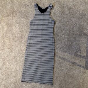 Marine Layer Gray Striped Lined Sleeveless Maxi Dress